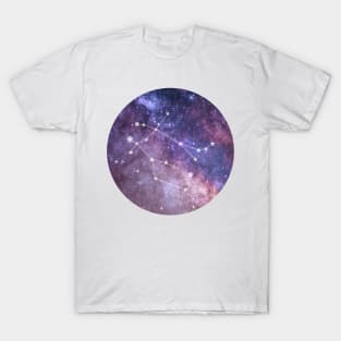 Gemini Sign in the Dark Pink Starry Night Sky T-Shirt